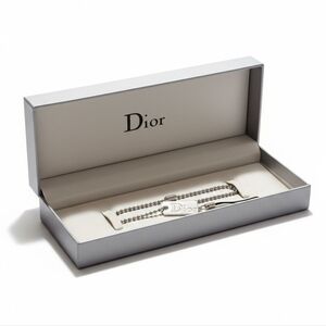 Dior Silver Dog Tag Keychain Bracelet With Ball Chain